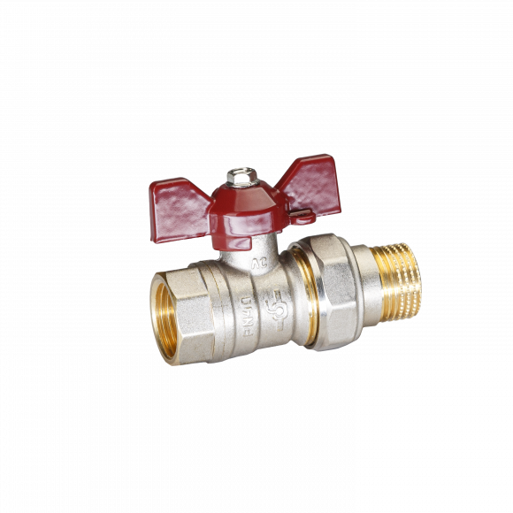 Кран шаровый латунный Temper 88.Вн-Нр Американка.Бабочка DN15 (1/2) PN40