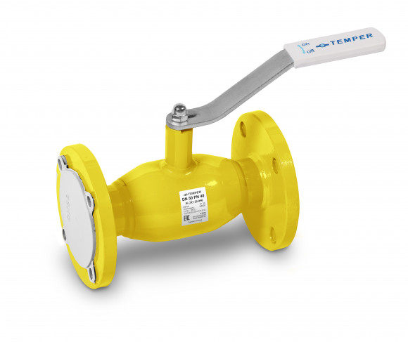 Кран шаровой сталь фл./фл. Газ Temper DN 50 PN40 L=86mm, ст.20, полный проход 39320050 КОМПАКТ