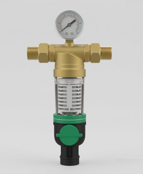 Фильтр тонкой очистки с обратной промывкой Mini с манометром DN25 (G 1'') 100мк 40С ХК  FF743-1C