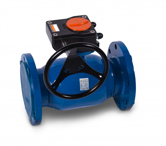 Кран шаровой сталь фл./фл. Temper DN350 PN25 L=750mm, ст.20,с редуктором,стандартный проход 28420350