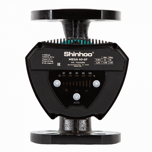 Насос циркуляционный с мокрым ротором MEGA 40-6F PN10 1х230В/50 Гц Shinhoo 71121005